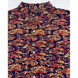 Vintage Polo Jeans Co Ralph Lauren Camp Shirt Mens Size XL Fish All Over Print